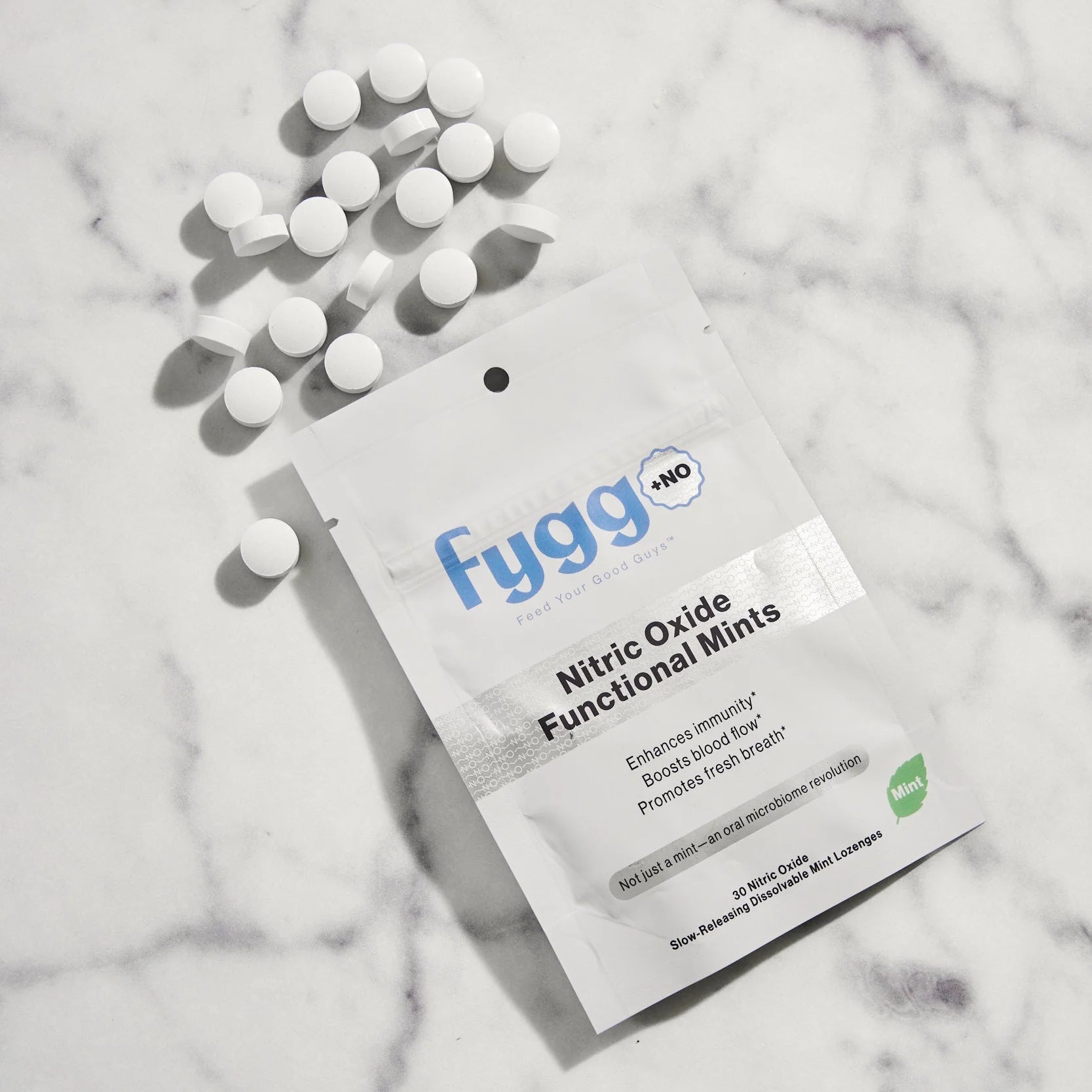 Mentas funcionales Fygg para circulación y energía natural sin cafeína, desarrolladas por dentistas funcionales