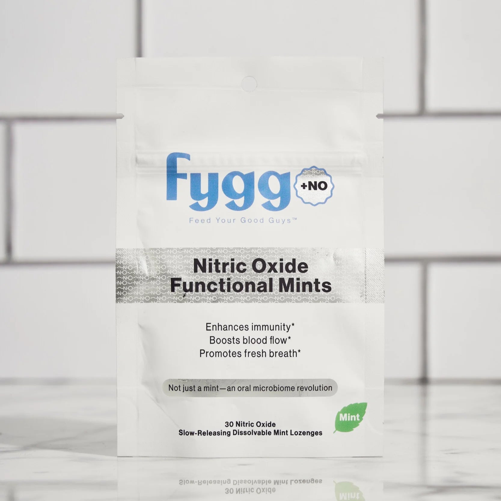 Mentas funcionales de óxido nítrico Fygg, 30 pastillas de disolución lenta con nitrato prebiótico