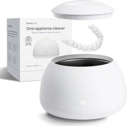ZIMA Dental Pod blanco limpiador ultrasonico para alineadores guardas y retenedores con caja