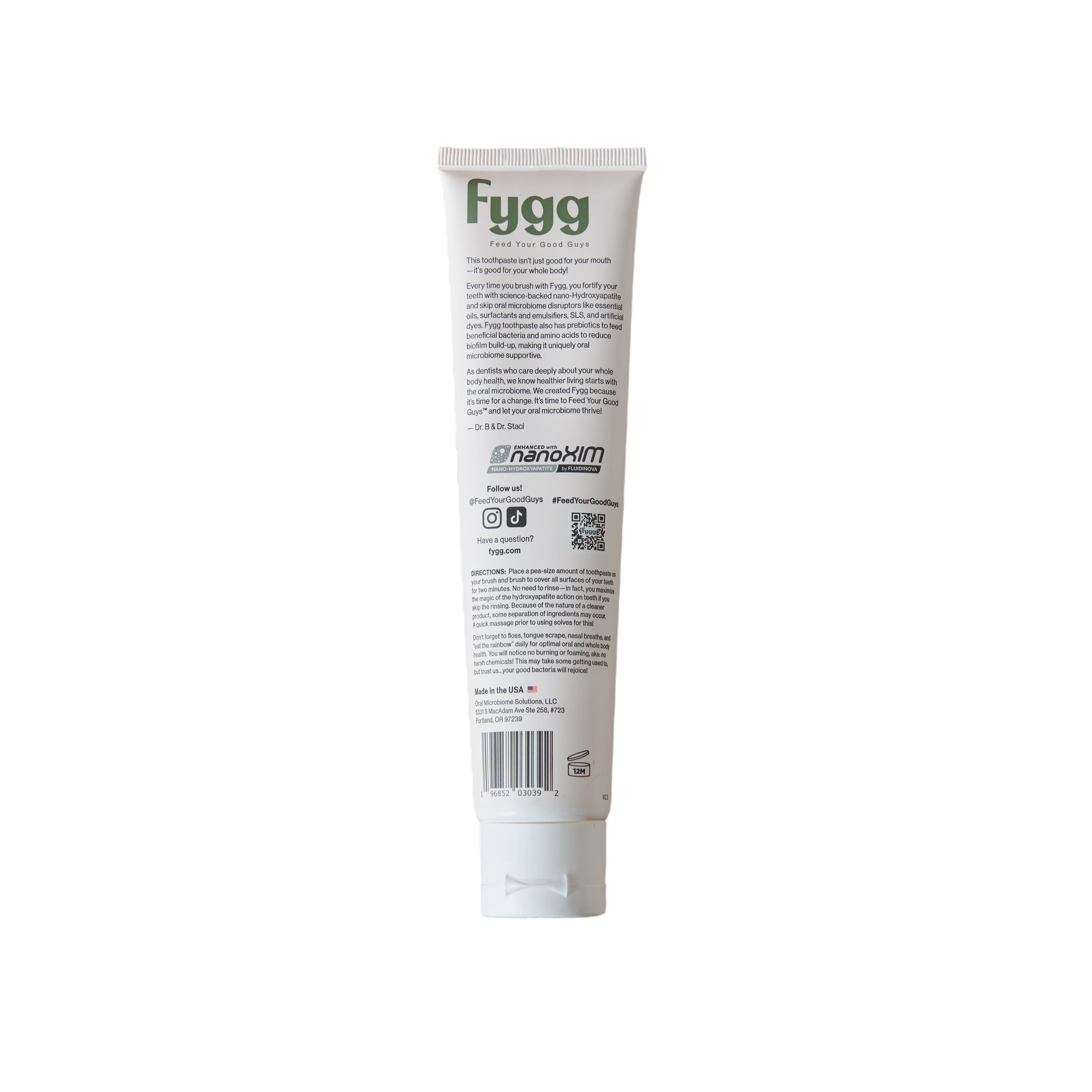 Ingredientes Fygg: xilitol No-GMO, raíz de achicoria prebiótica y L-arginina para el microbioma oral