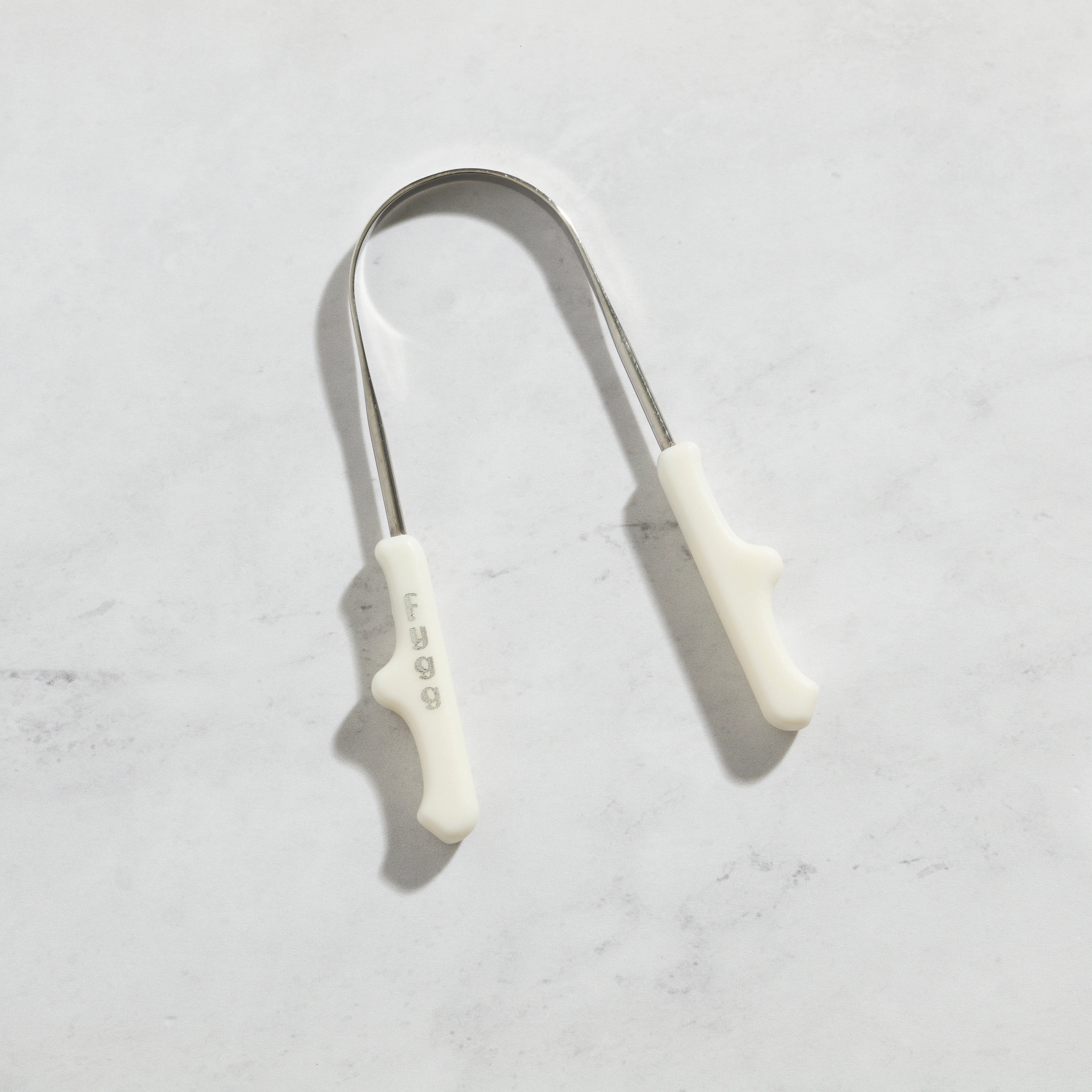 Raspador de lengua Fygg de acero inoxidable con bolsa de lino, primer paso del protocolo de higiene oral funcional