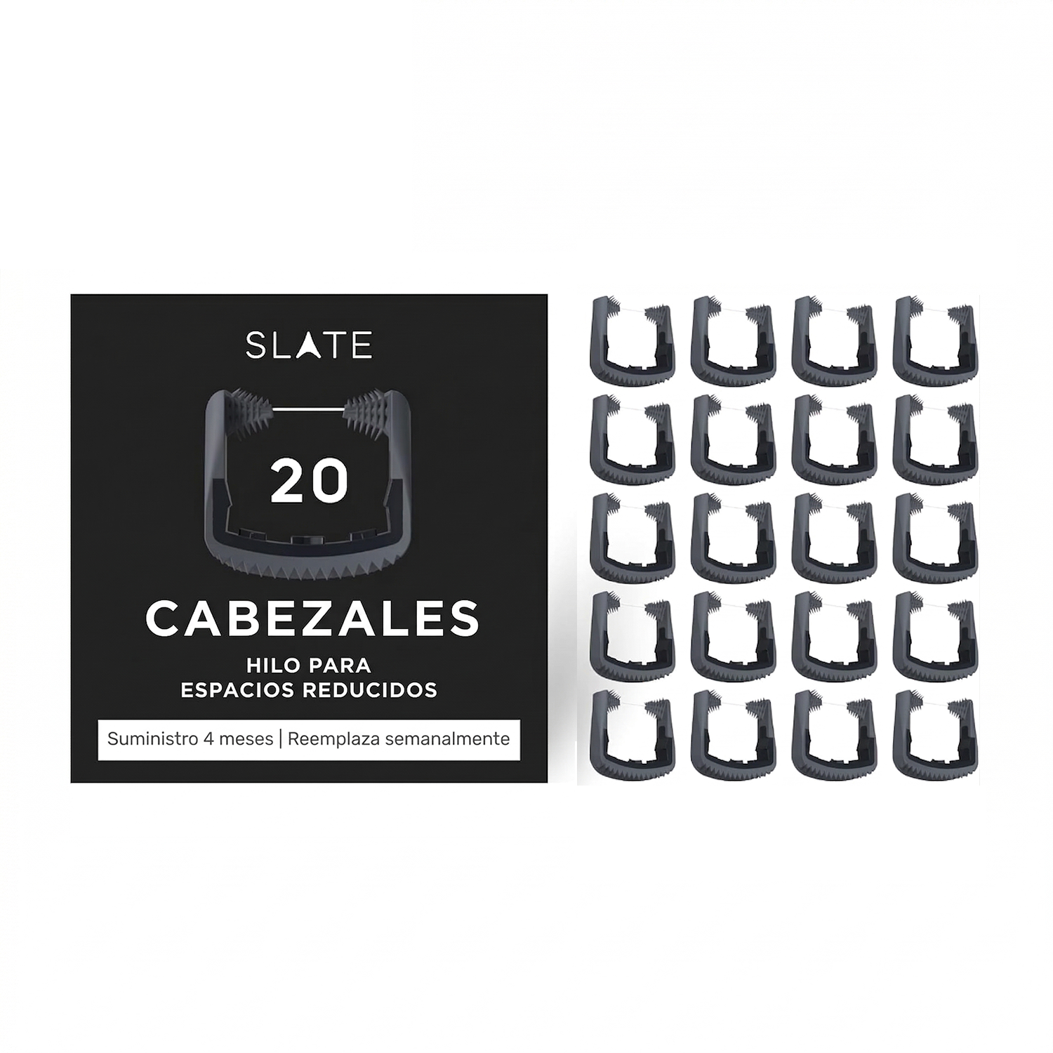 Caja Slate 20 cabezales negro hilo para espacios reducidos entre dientes suministro 4 meses