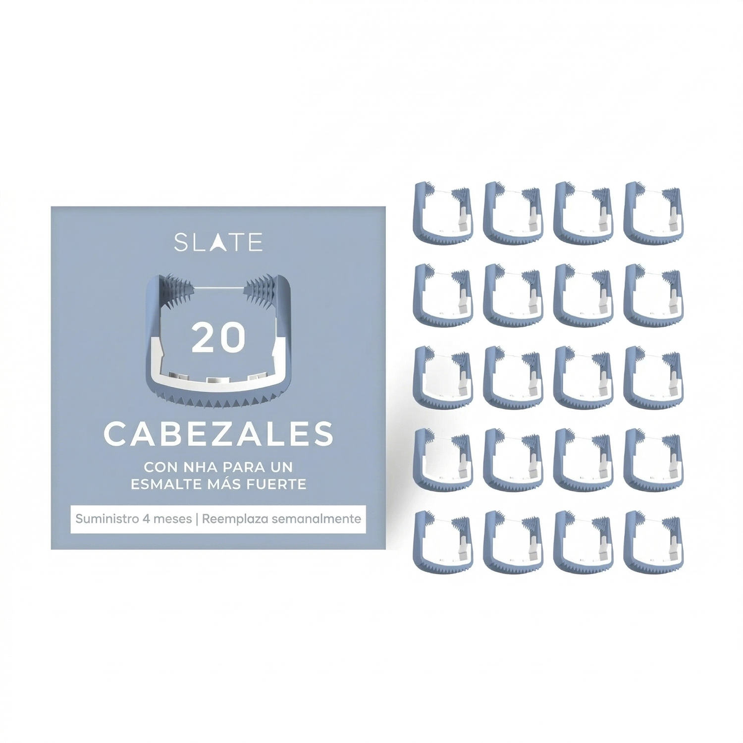 Caja Slate 20 cabezales azul con NHA para esmalte mas fuerte suministro 4 meses