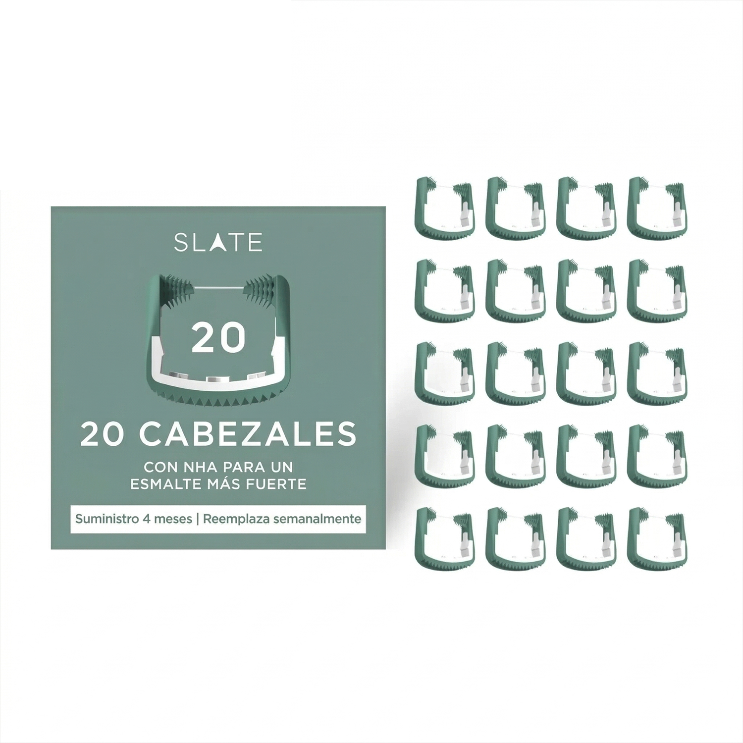 Caja Slate 20 cabezales verde con NHA para esmalte mas fuerte suministro 4 meses