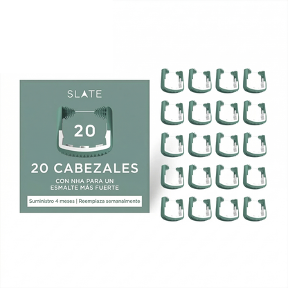 Caja Slate 20 cabezales verde con NHA para esmalte mas fuerte suministro 4 meses