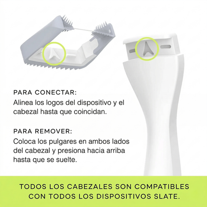 Instrucciones para conectar y remover cabezal Slate compatibles con todos los dispositivos
